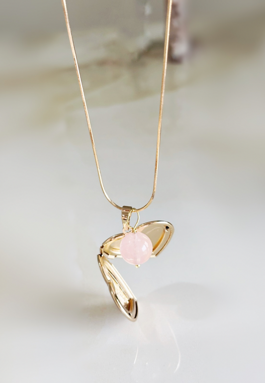 love infused rose quartz cœur charm necklace · 20”