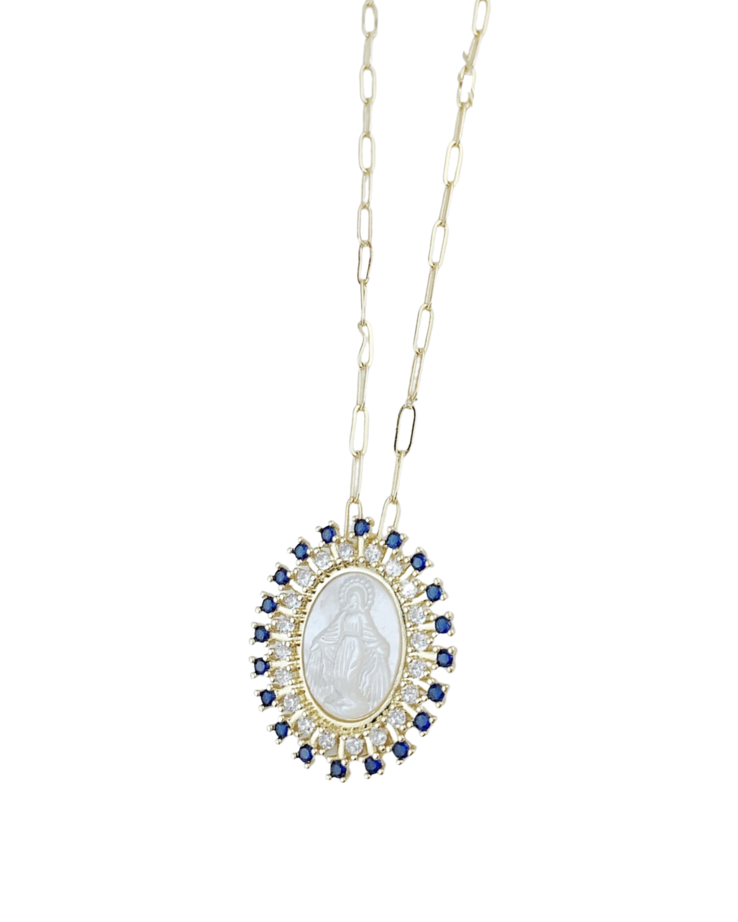 vintage milky medallion · sapphire