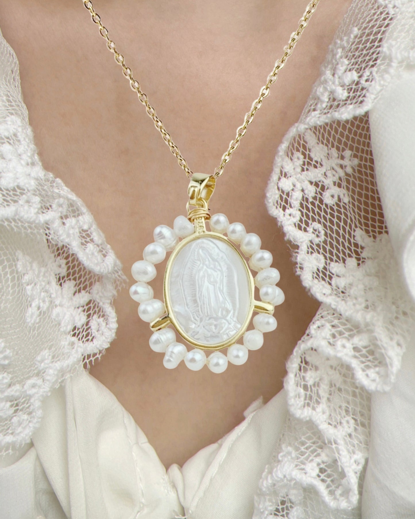 blessed mary milky medallion