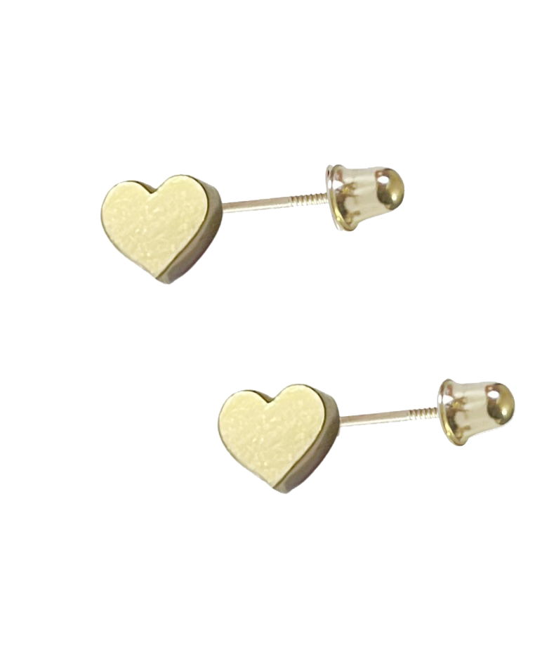 14K cœur screwbacks · tiny