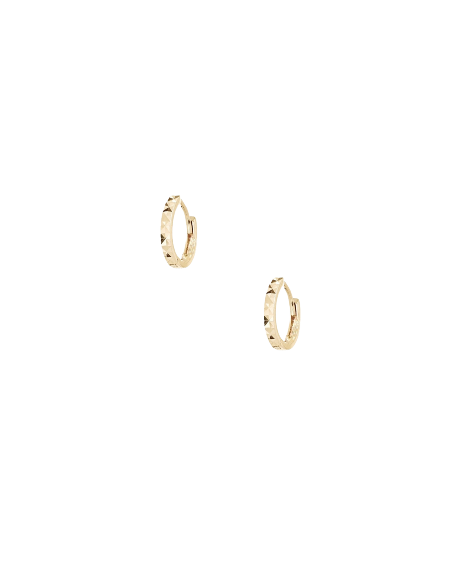 18K textured · tiny hoops
