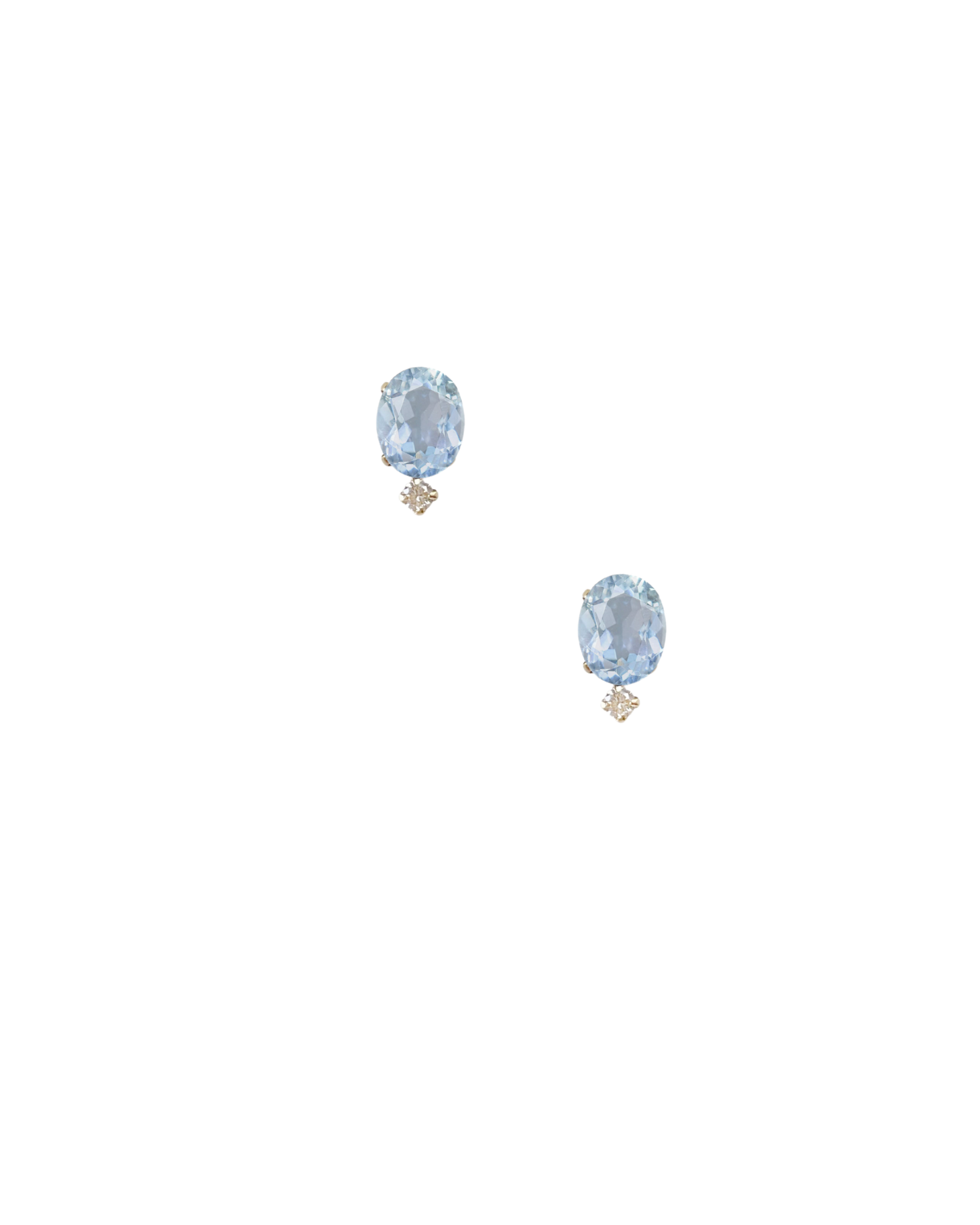 18K tiny orbit studs · aquamarine