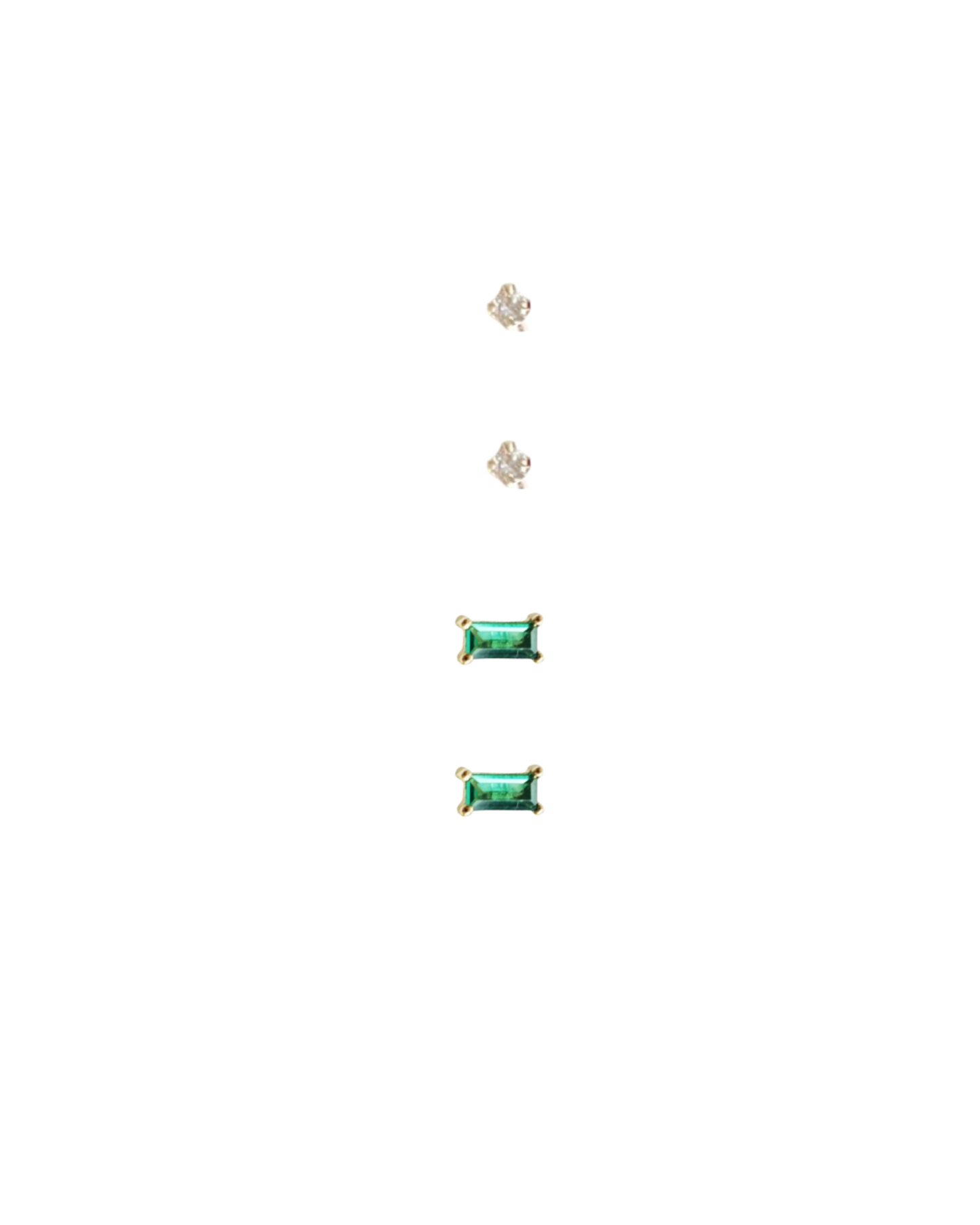 18K une diamond + emerald set