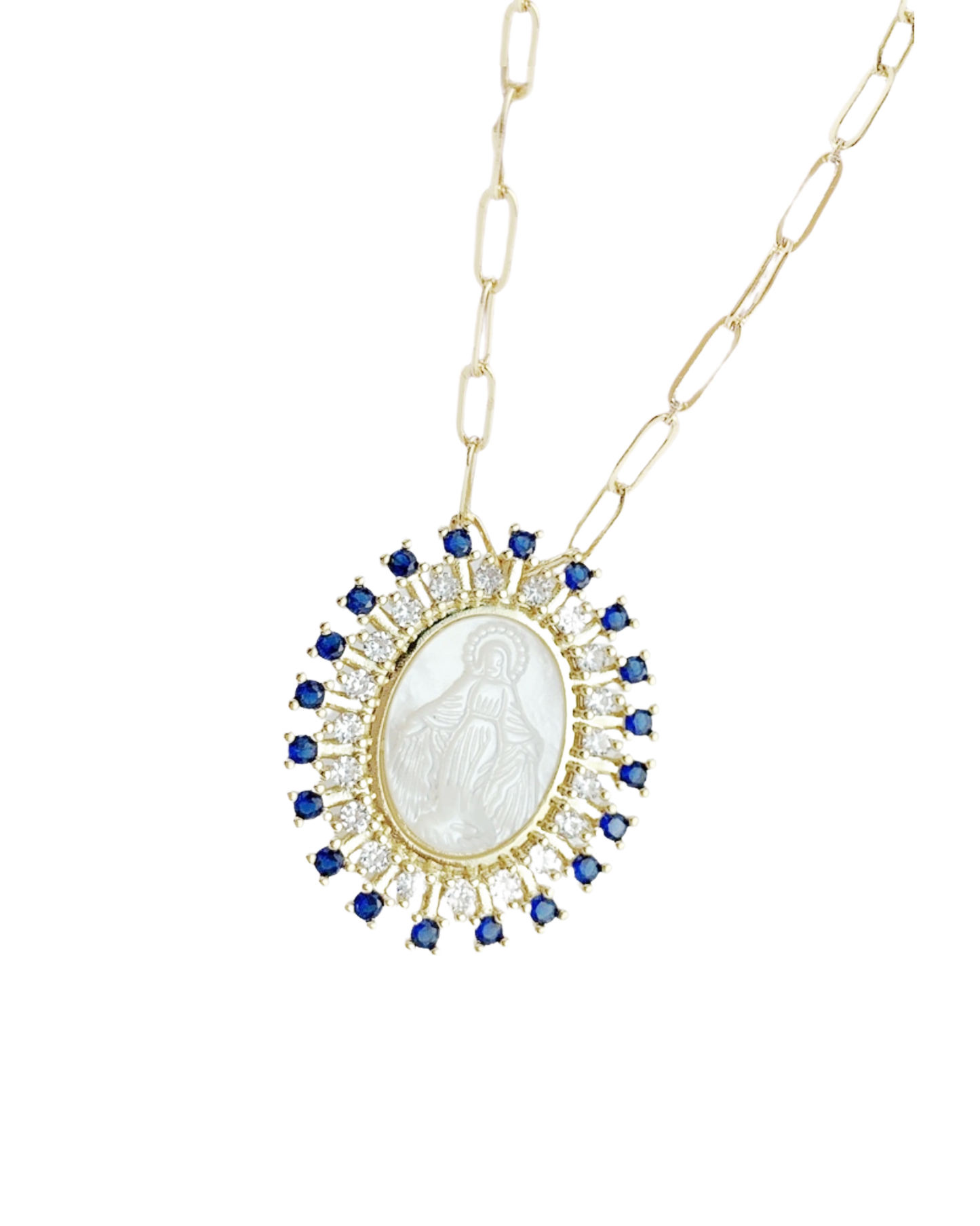 vintage milky medallion · sapphire