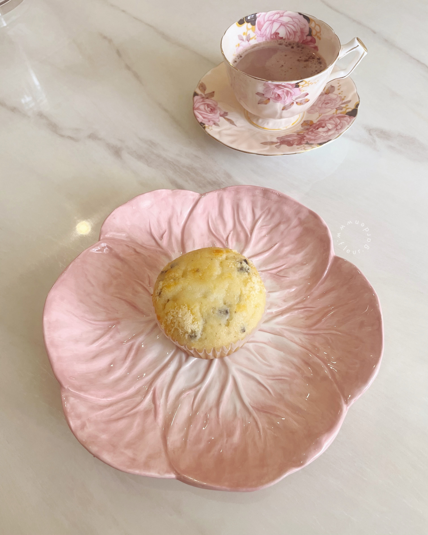 ceramic plate · pink flora