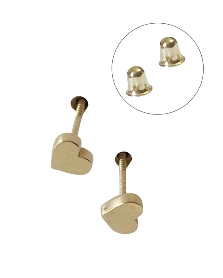 14K cœur screwbacks · tiny