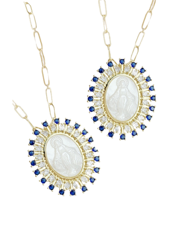 vintage milky medallion · sapphire