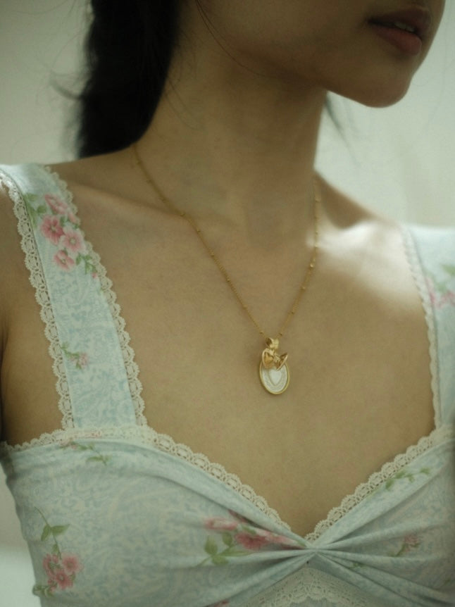 cœur charm necklace · dotted mother of pearl