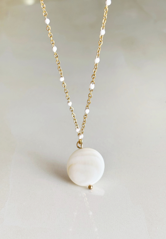 droplet dotted medallion mother of pearl  ·  adjustable