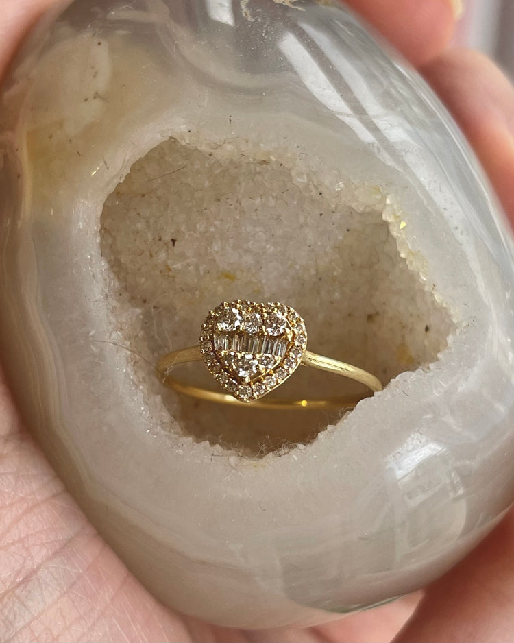 18K vintage cœur ring · diamond