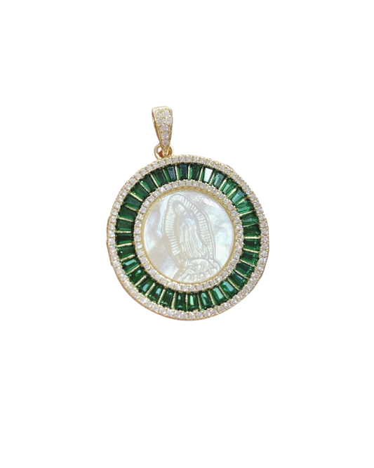 blessed mary milky medallion · emerald