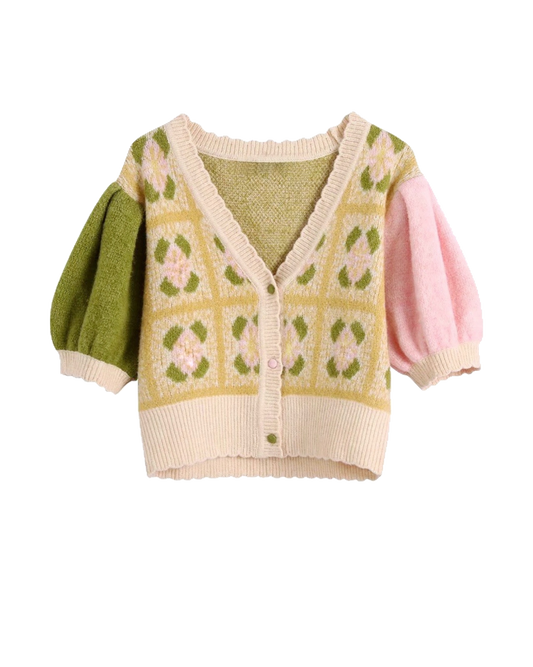 flora crop puff sweater