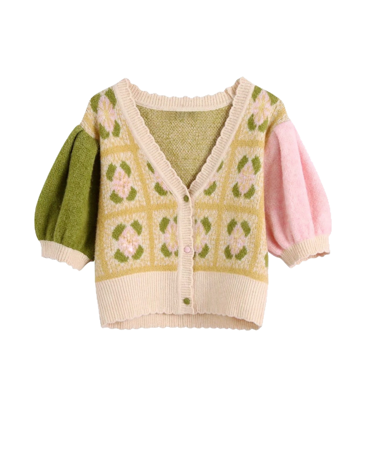 flora crop puff sweater