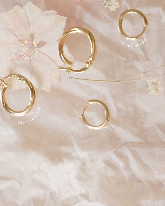 18K twist hoops · midi