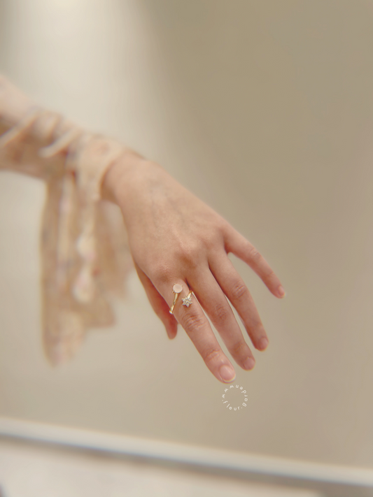 milky rose quartz rosita · twist ring