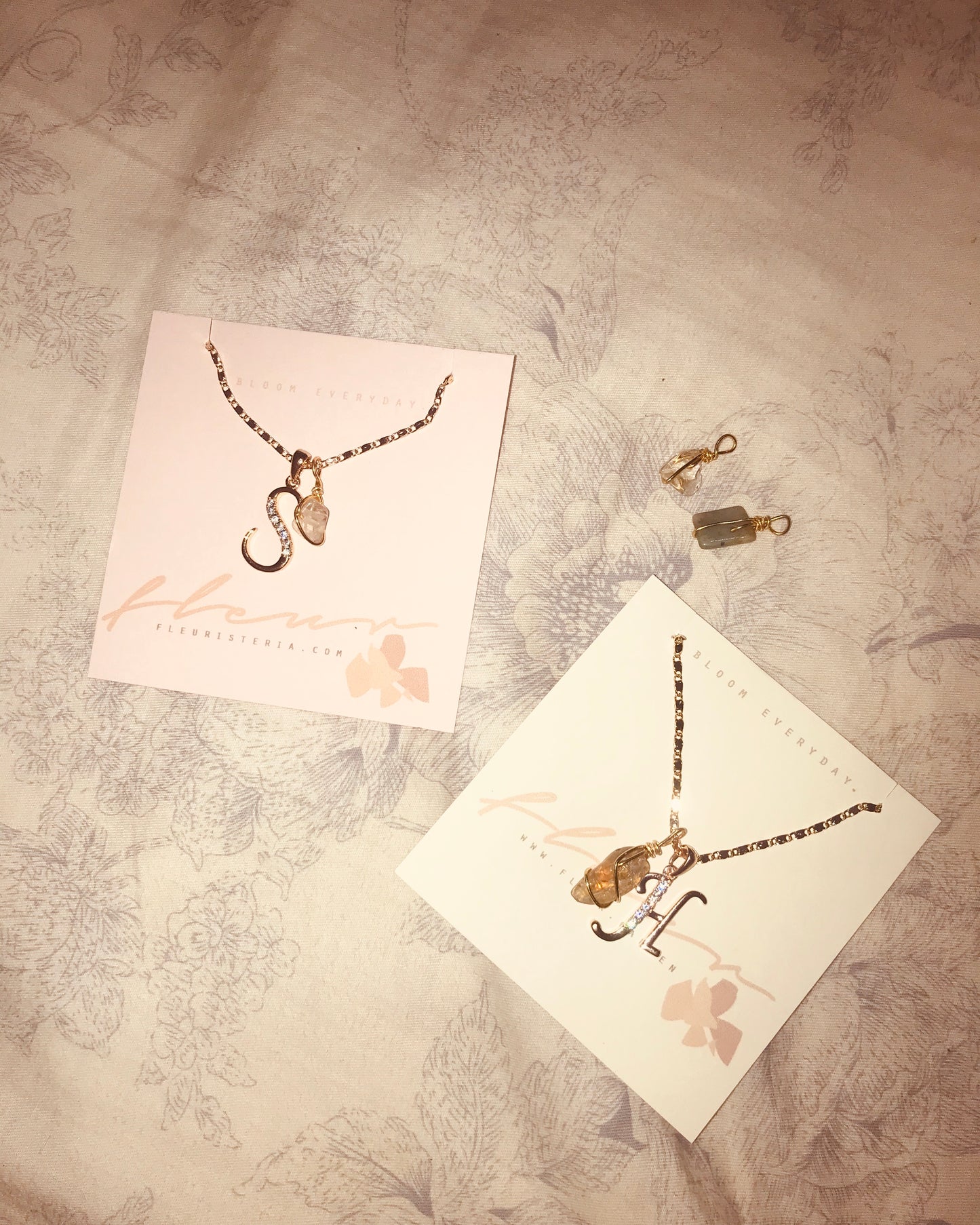 letter + gemstone necklace