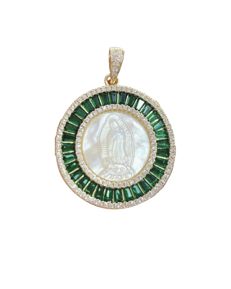 blessed mary milky medallion · emerald