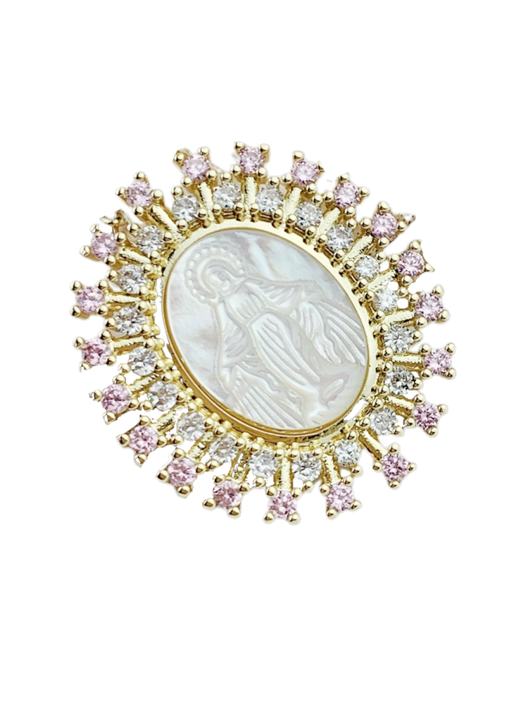vintage milky medallion · pink opal