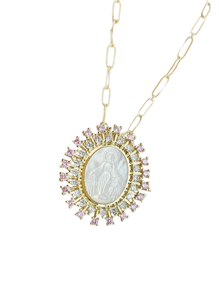 vintage milky medallion · pink opal