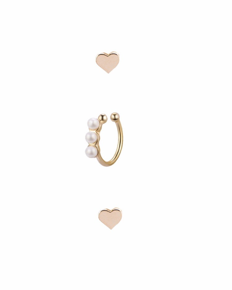 trois pearl ear cuff set