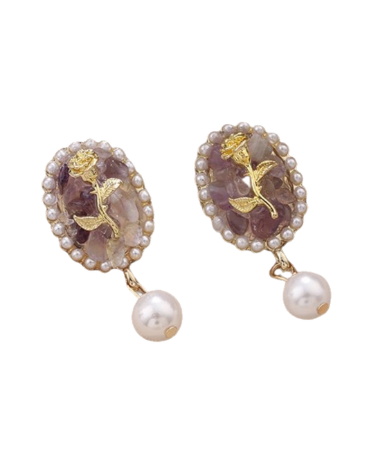 vintage amethyst pearlescent dangles