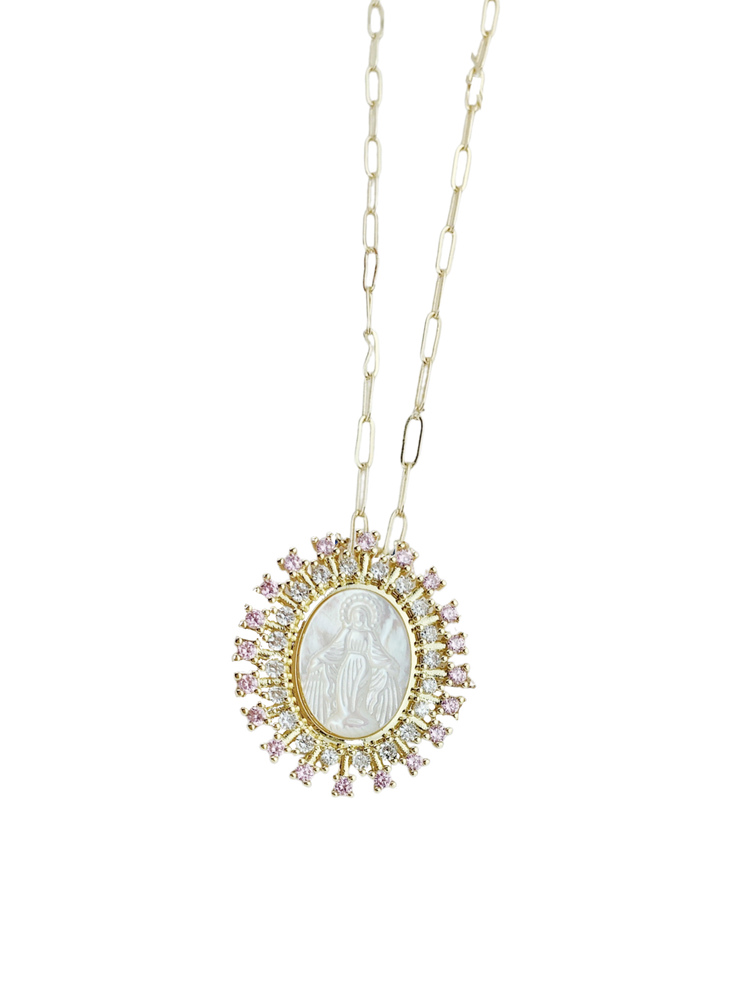 vintage milky medallion · pink opal