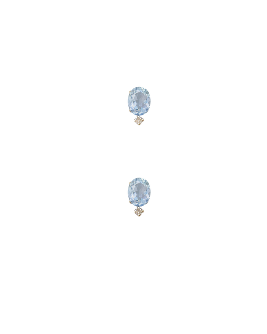 18K tiny orbit studs · aquamarine