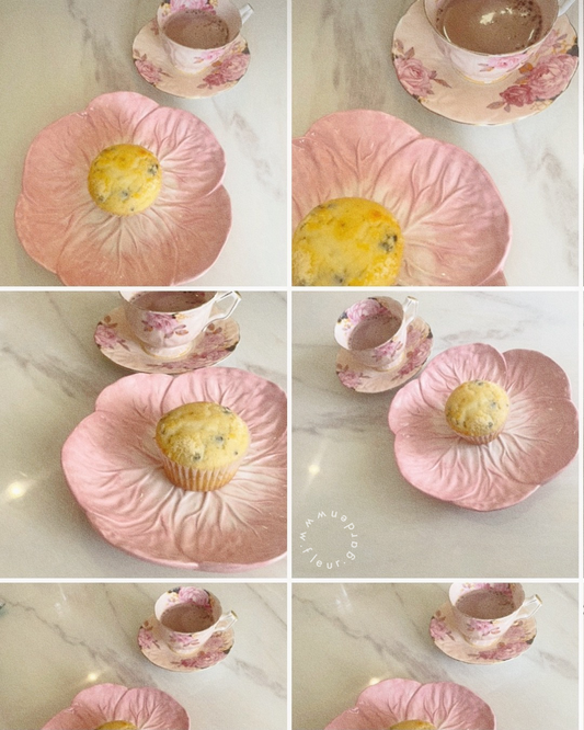 ceramic plate · pink flora