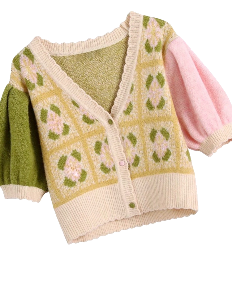 flora crop puff sweater