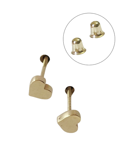 14K cœur screwbacks · tiny