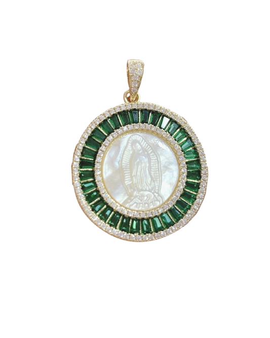 blessed mary milky medallion · emerald
