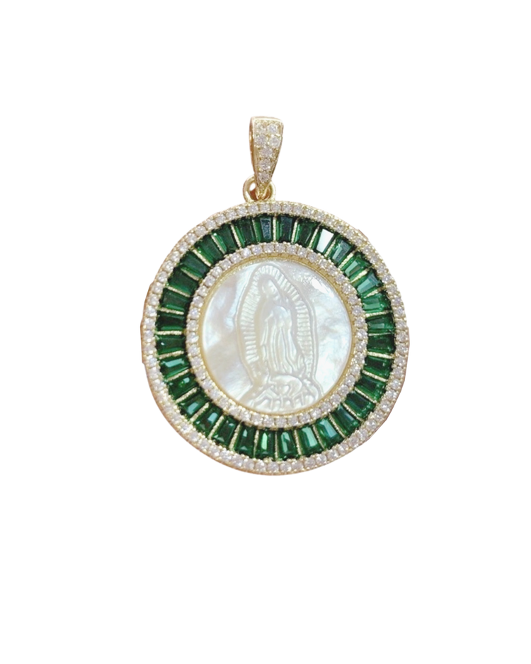 blessed mary milky medallion · emerald