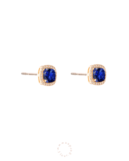 square cut classique studs · birthstones